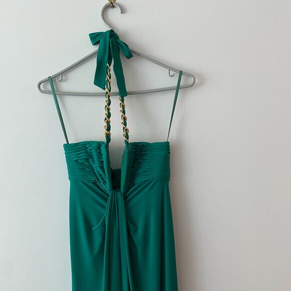 BCBGMAXAZRIA Sophira Green Halter Gown Size XS - Picture 4 of 11